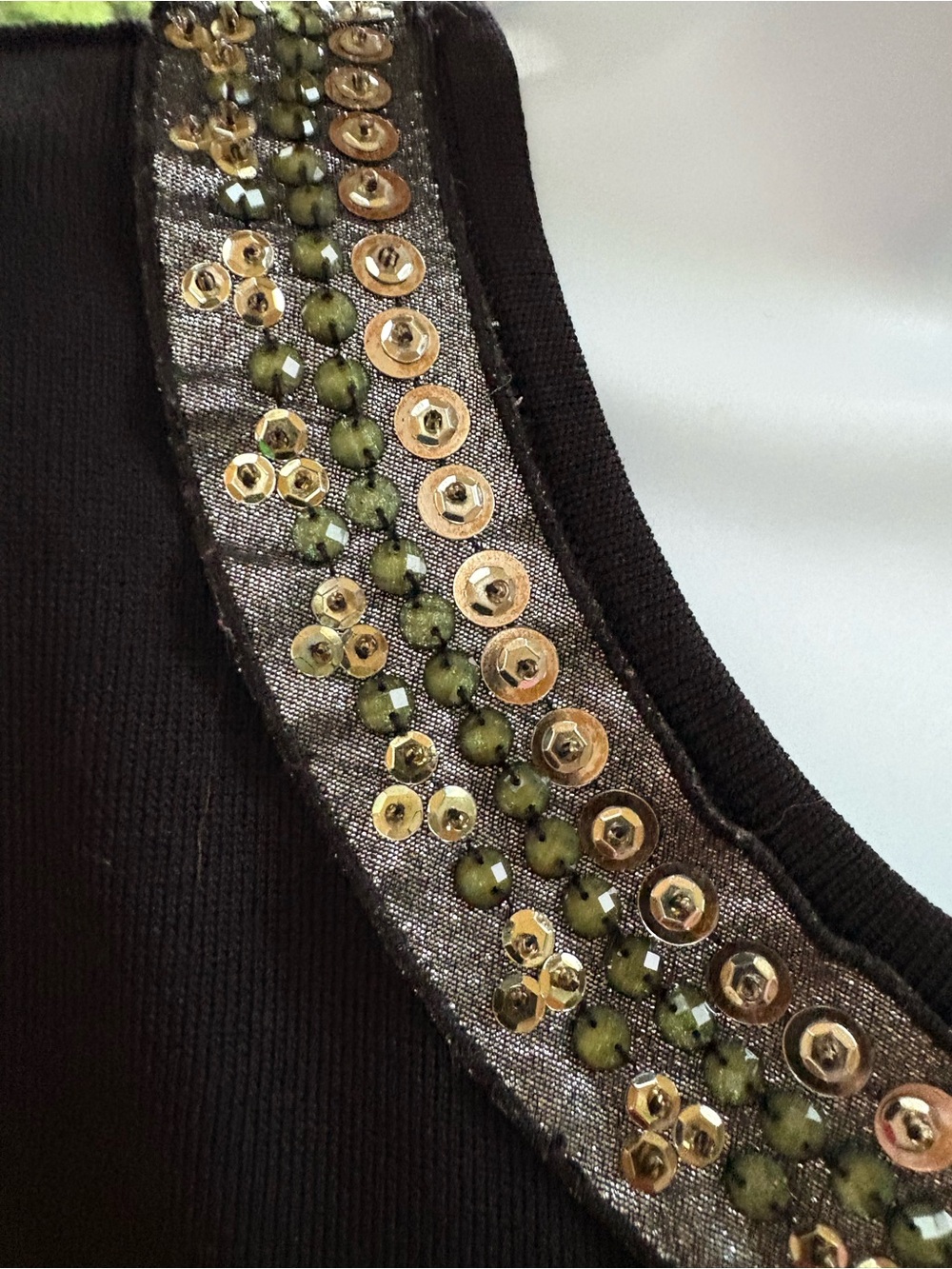 Adrienne Vittadini Black Knit Dress Sequin Jewel Embellished Egyptian Art Deco S - Picture 7 of 14